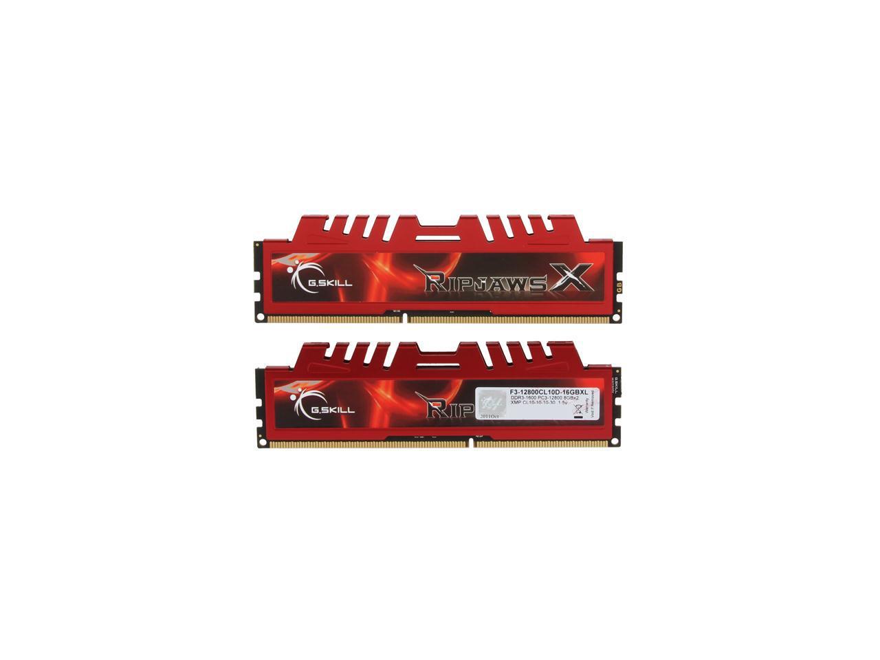 G.SKILL Ripjaws X Series 16GB (2 x 8GB) 240-Pin DDR3 SDRAM DDR3 1600 (PC3 12800) Desktop Memory Model F3-12800CL10D-16GBXL