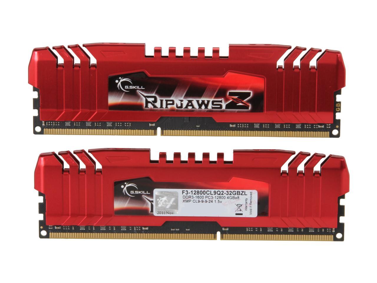 G.SKILL Ripjaws Z Series 32GB (8 x 4GB) 240-Pin DDR3 SDRAM DDR3 1600 (PC3 12800) Desktop Memory Model F3-12800CL9Q2-32GBZL