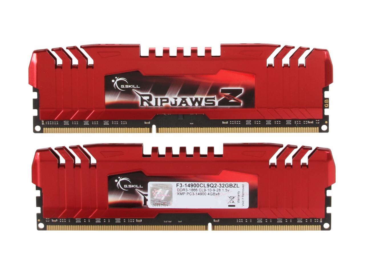 G.SKILL Ripjaws Z Series 32GB (8 x 4GB) 240-Pin DDR3 SDRAM DDR3 1866 (PC3 14900) Desktop Memory Model F3-14900CL9Q2-32GBZL