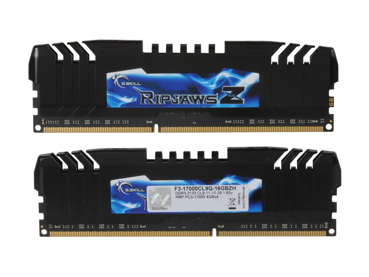 G.SKILL Ripjaws Z Series 16GB (4 x 4GB) 240-Pin DDR3 SDRAM DDR3 2133 (PC3 17000) Desktop Memory Model F3-17000CL9Q-16GBZH