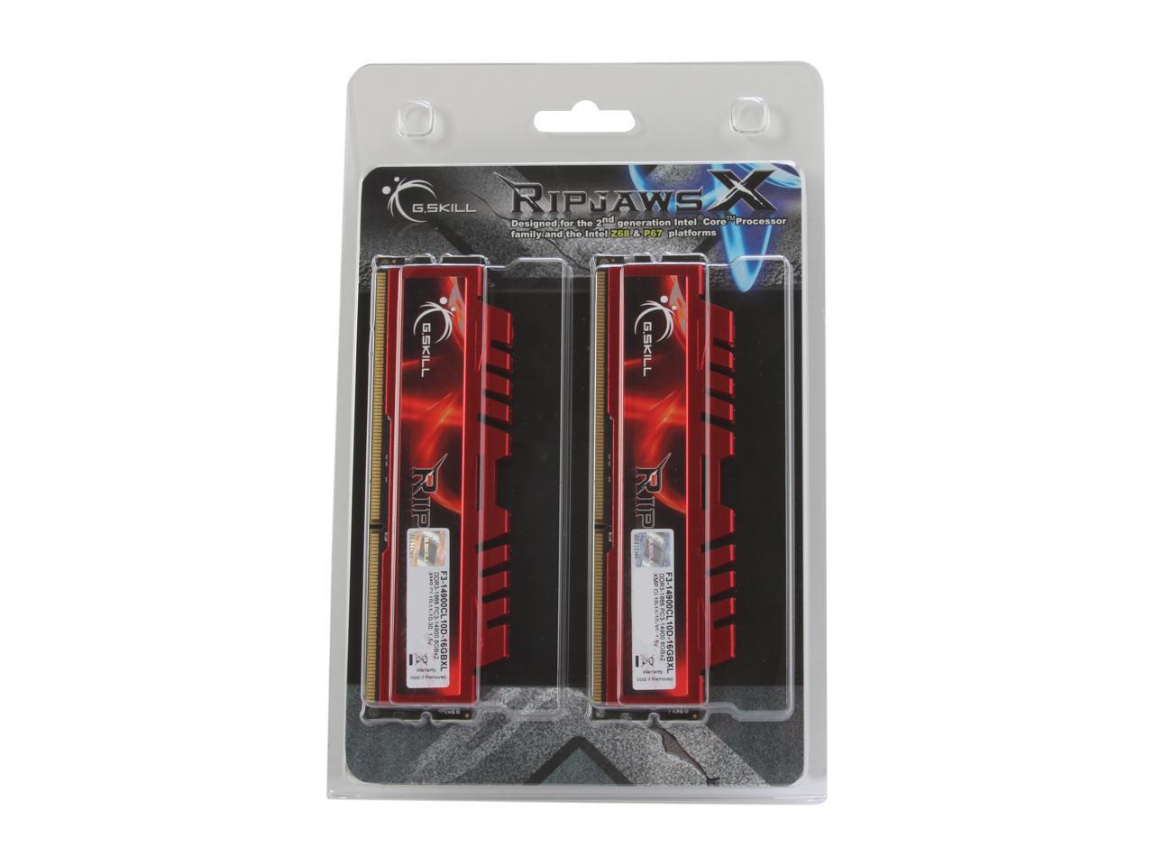 G.SKILL Ripjaws X Series 16GB (2 x 8GB) 240-Pin DDR3 SDRAM DDR3 1866 (PC3 14900) Desktop Memory Model F3-14900CL10D-16GBXL