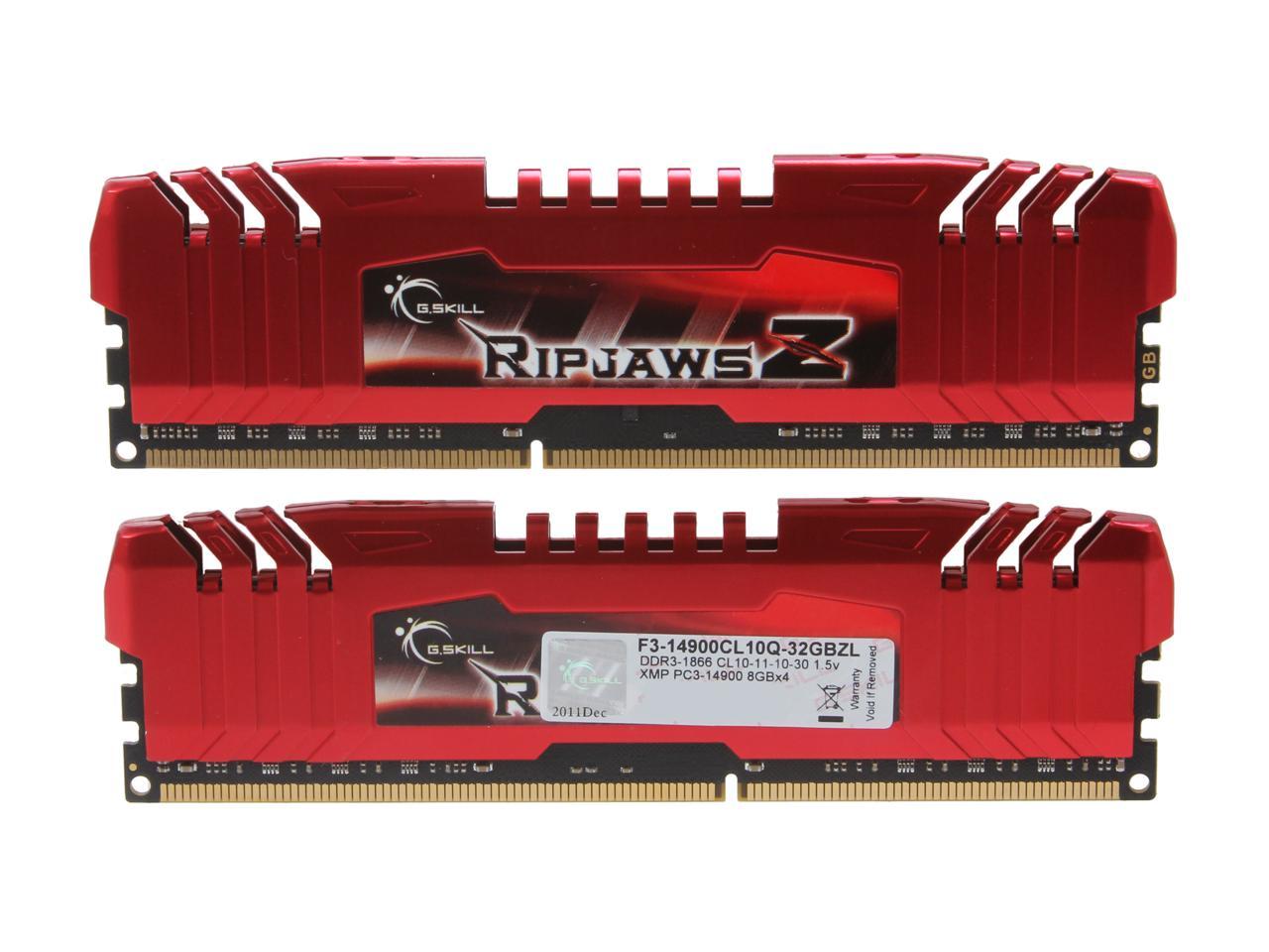 G.SKILL Ripjaws Z Series 32GB (4 x 8GB) 240-Pin DDR3 SDRAM DDR3 1866 (PC3 14900) Desktop Memory Model F3-14900CL10Q-32GBZL
