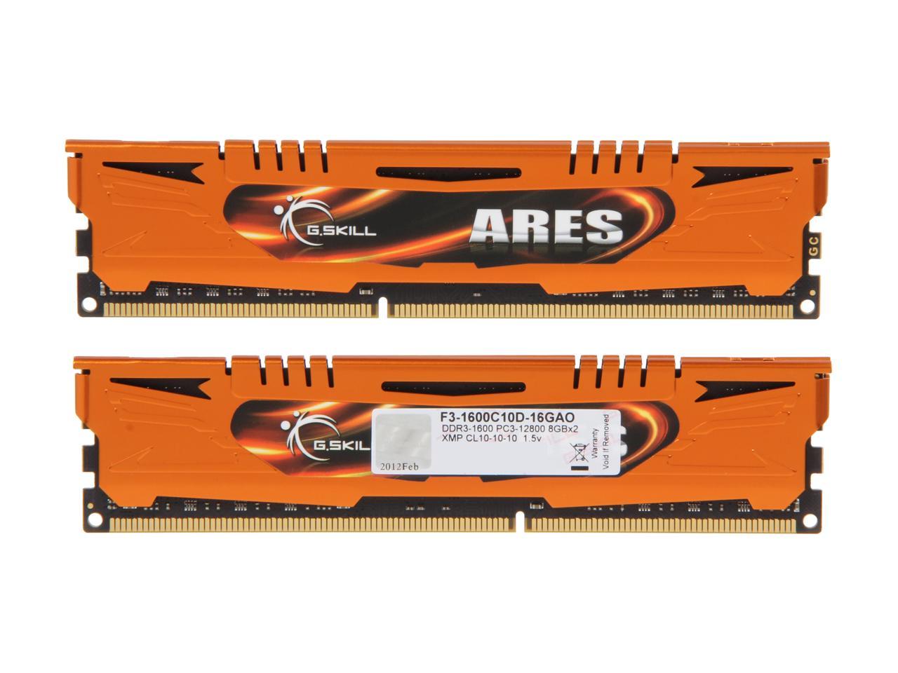 G.SKILL Ares Series 16GB (2 x 8GB) 240-Pin DDR3 SDRAM DDR3 1600 (PC3 12800) Desktop Memory Model F3-1600C10D-16GAO