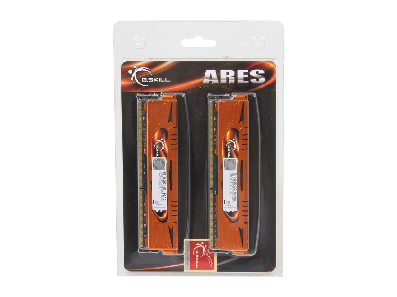 G.SKILL Ares Series 16GB (2 x 8GB) 240-Pin DDR3 SDRAM DDR3 1600 (PC3 12800) Desktop Memory Model F3-1600C10D-16GAO
