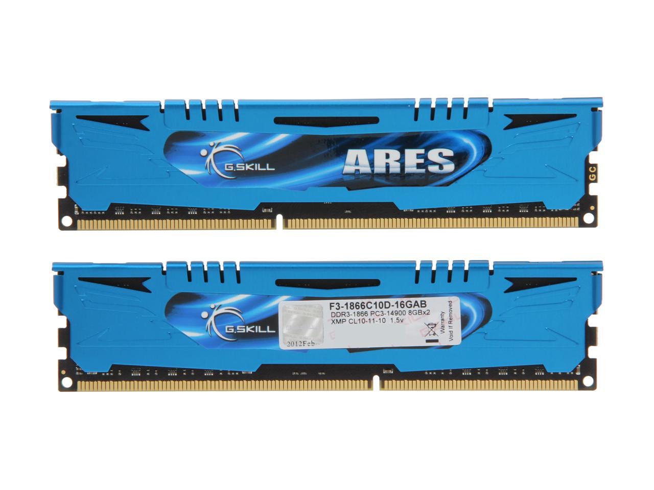G.SKILL Ares Series 16GB (2 x 8GB) 240-Pin DDR3 SDRAM DDR3 1866 (PC3 14900) Desktop Memory Model F3-1866C10D-16GAB