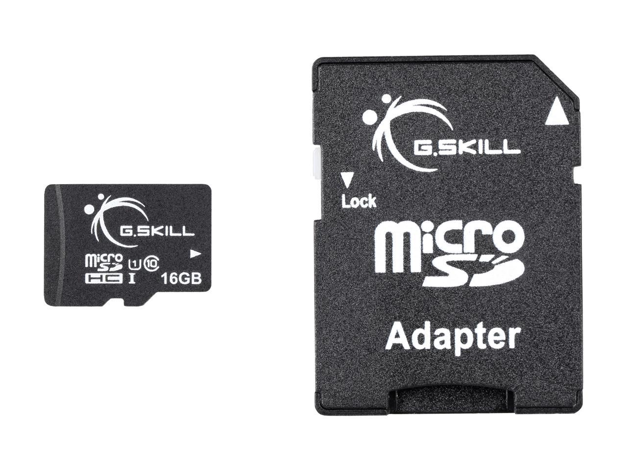 G.Skill 16GB microSDHC UHS-I/U1 Class 10 Memory Card with Adapter (FF-TSDG16GA-C10)