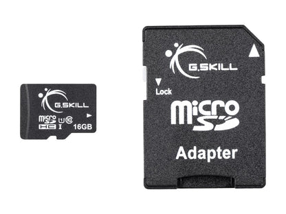 G.Skill 16GB microSDHC UHS-I/U1 Class 10 Memory Card with Adapter (FF-TSDG16GA-C10)