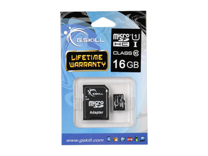 G.Skill 16GB microSDHC UHS-I/U1 Class 10 Memory Card with Adapter (FF-TSDG16GA-C10)