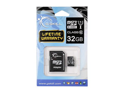 G.Skill 32GB microSDHC UHS-I/U1 Class 10 Memory Card with Adapter (FF-TSDG32GA-C10)