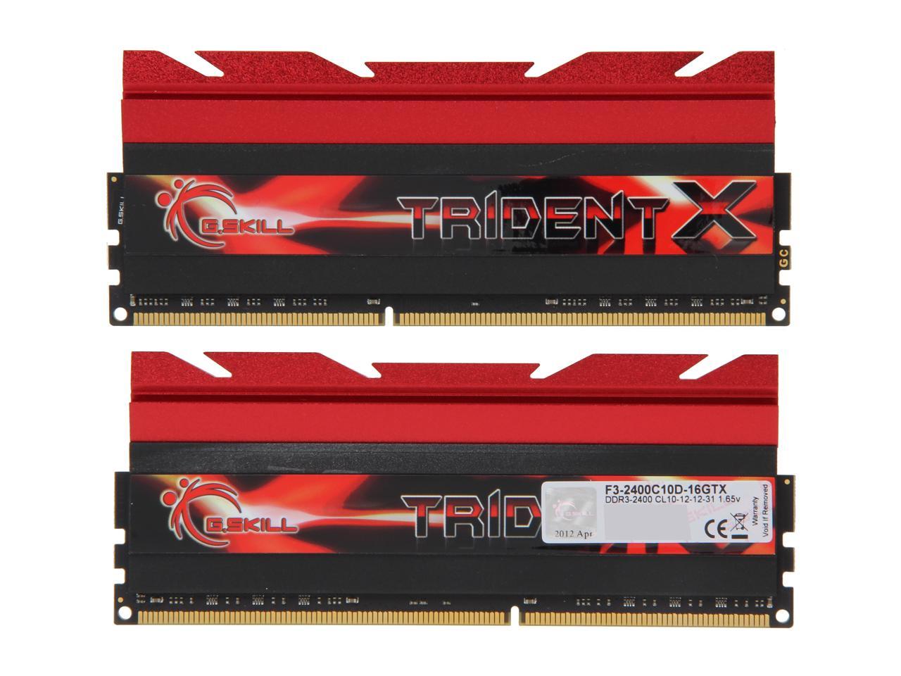 G.SKILL TridentX Series 16GB (2 x 8GB) 240-Pin DDR3 SDRAM DDR3 2400 (PC3 19200) Desktop Memory Model F3-2400C10D-16GTX