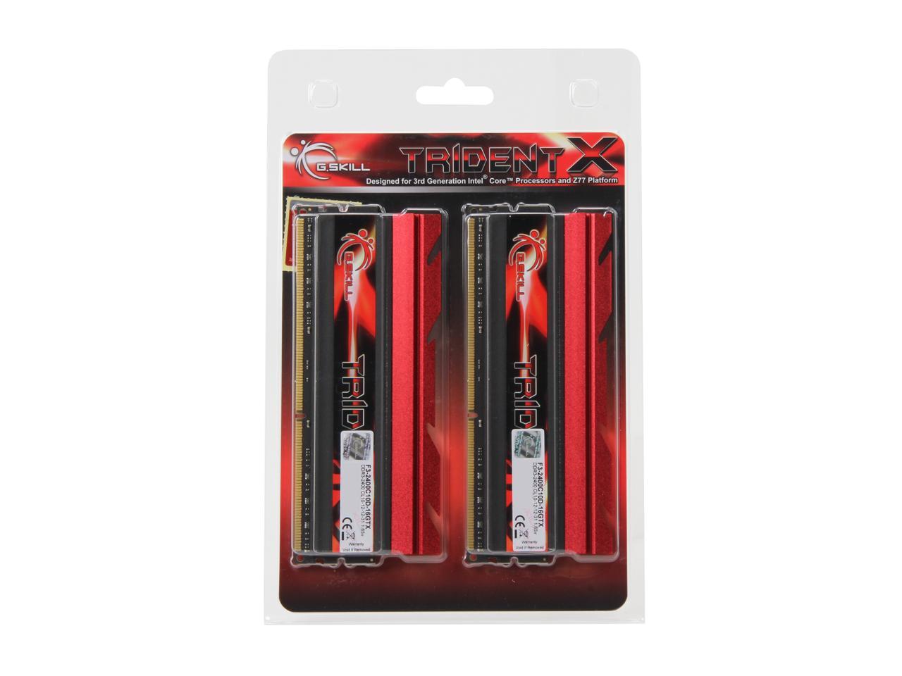 G.SKILL TridentX Series 16GB (2 x 8GB) 240-Pin DDR3 SDRAM DDR3 2400 (PC3 19200) Desktop Memory Model F3-2400C10D-16GTX