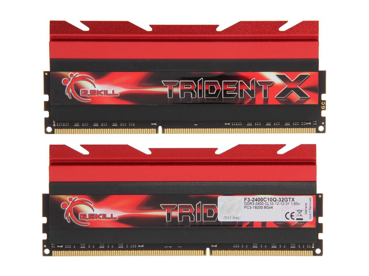 G.SKILL TridentX Series 32GB (4 x 8GB) 240-Pin DDR3 SDRAM DDR3 2400 (PC3 19200) Desktop Memory Model F3-2400C10Q-32GTX