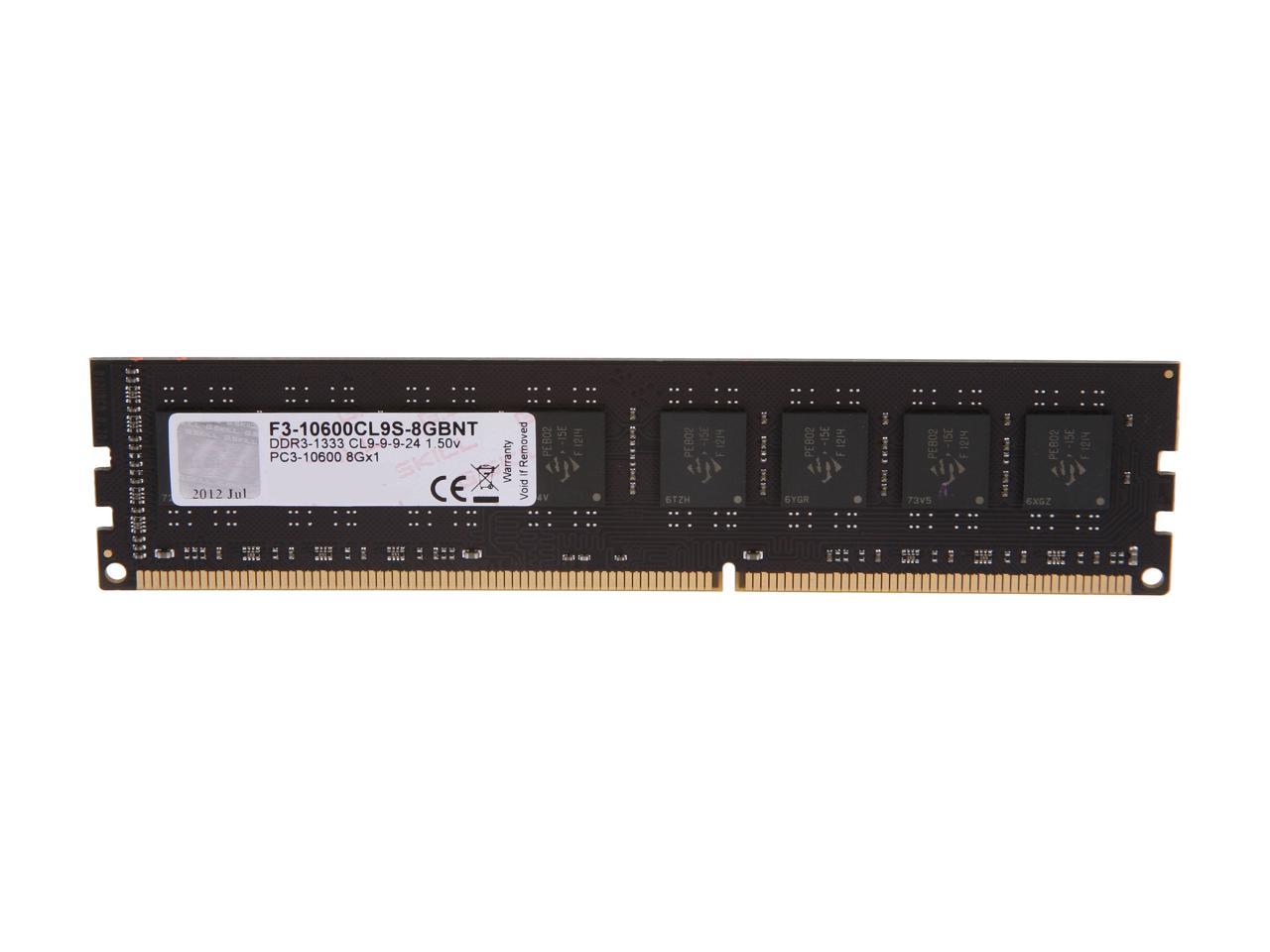 G.SKILL Value Series 8GB 240-Pin DDR3 SDRAM DDR3 1333 (PC3 10600) Desktop Memory Model F3-10600CL9S-8GBNT