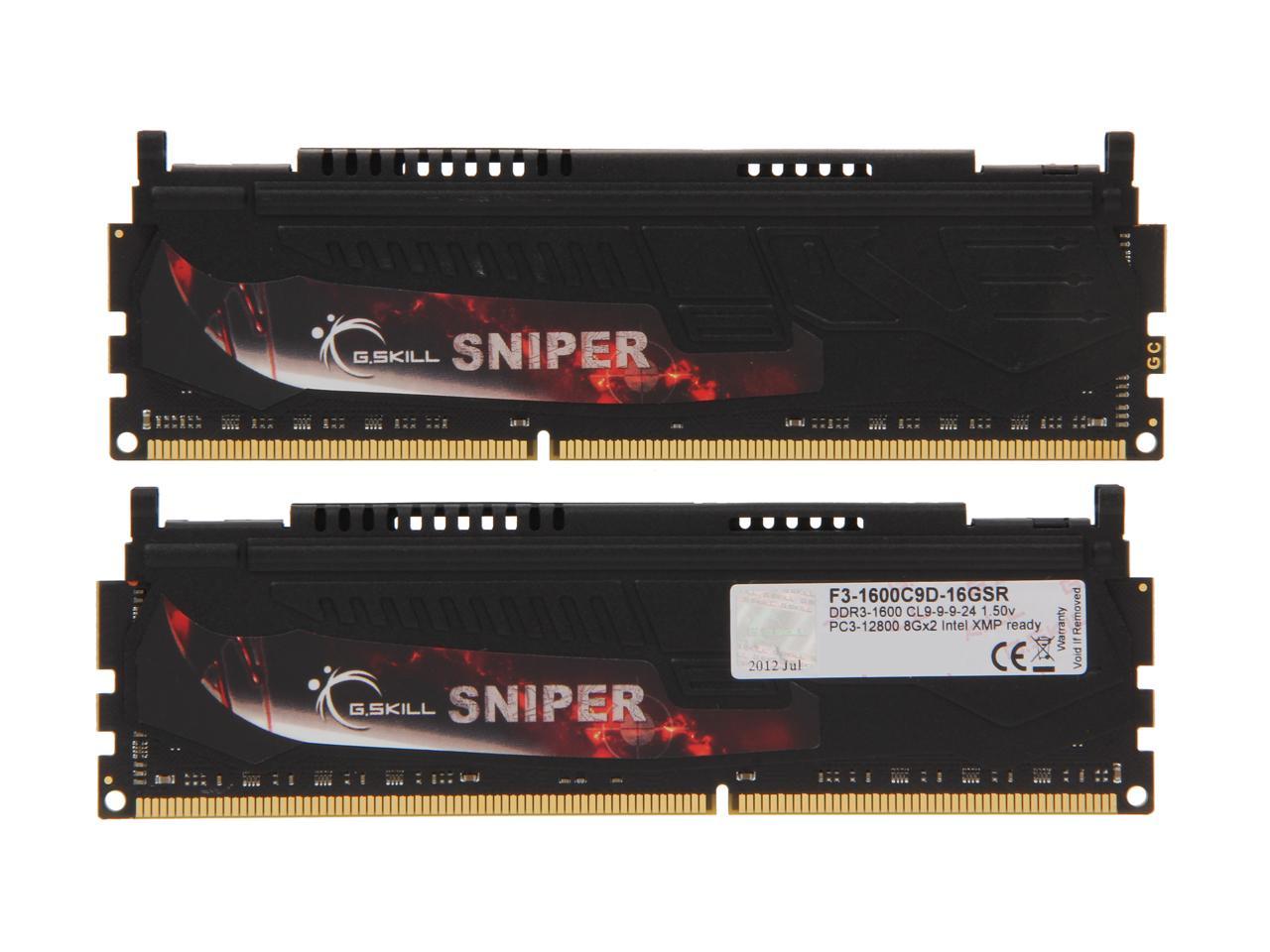 G.SKILL Sniper Gaming Series 16GB (2 x 8GB) 240-Pin DDR3 SDRAM DDR3 1600 (PC3 12800) Desktop Memory Model F3-1600C9D-16GSR