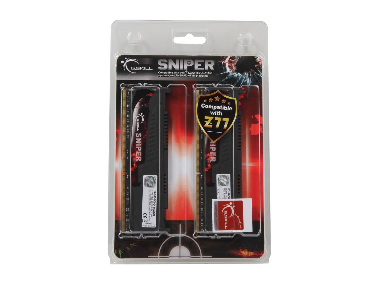 G.SKILL Sniper Gaming Series 16GB (2 x 8GB) 240-Pin DDR3 SDRAM DDR3 1600 (PC3 12800) Desktop Memory Model F3-1600C9D-16GSR