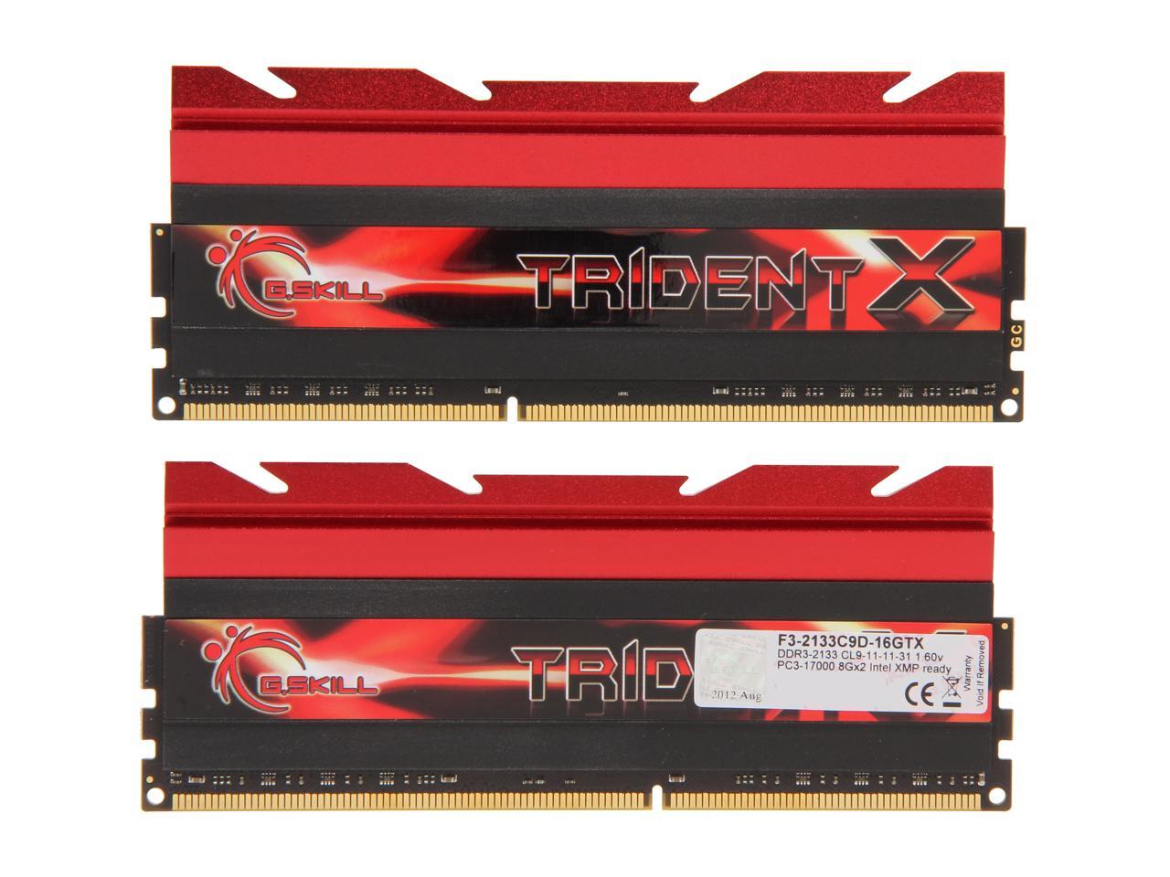 G.SKILL TridentX Series 16GB (2 x 8GB) 240-Pin DDR3 SDRAM DDR3 2133 (PC3 17000) Desktop Memory Model F3-2133C9D-16GTX