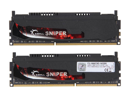 G.SKILL Sniper Series 16GB (2 x 8GB) 240-Pin DDR3 SDRAM DDR3 1866 (PC3 14900) Desktop Memory Model F3-1866C9D-16GSR