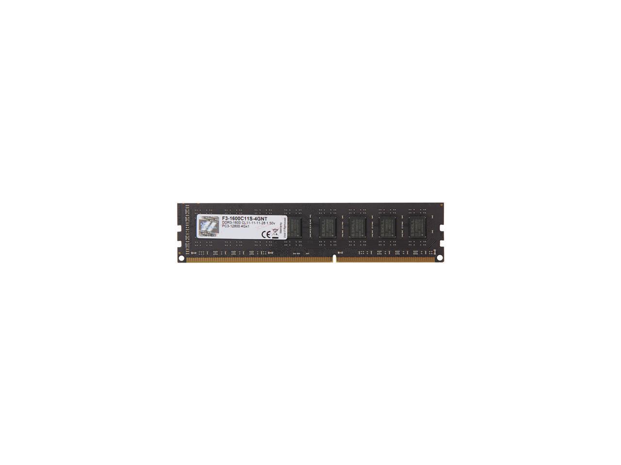 G.SKILL Value 4GB 240-Pin DDR3 SDRAM DDR3 1600 (PC3 12800) Desktop Memory Model F3-1600C11S-4GNT