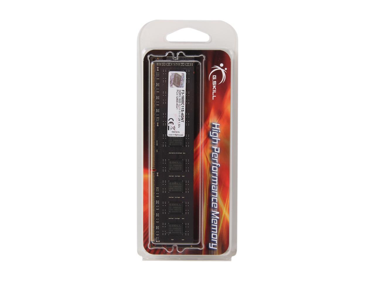 G.SKILL Value 4GB 240-Pin DDR3 SDRAM DDR3 1600 (PC3 12800) Desktop Memory Model F3-1600C11S-4GNT