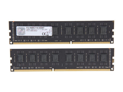 G.SKILL Value 8GB (2 x 4GB) 240-Pin DDR3 SDRAM DDR3 1600 (PC3 12800) Desktop Memory Model F3-1600C11D-8GNT