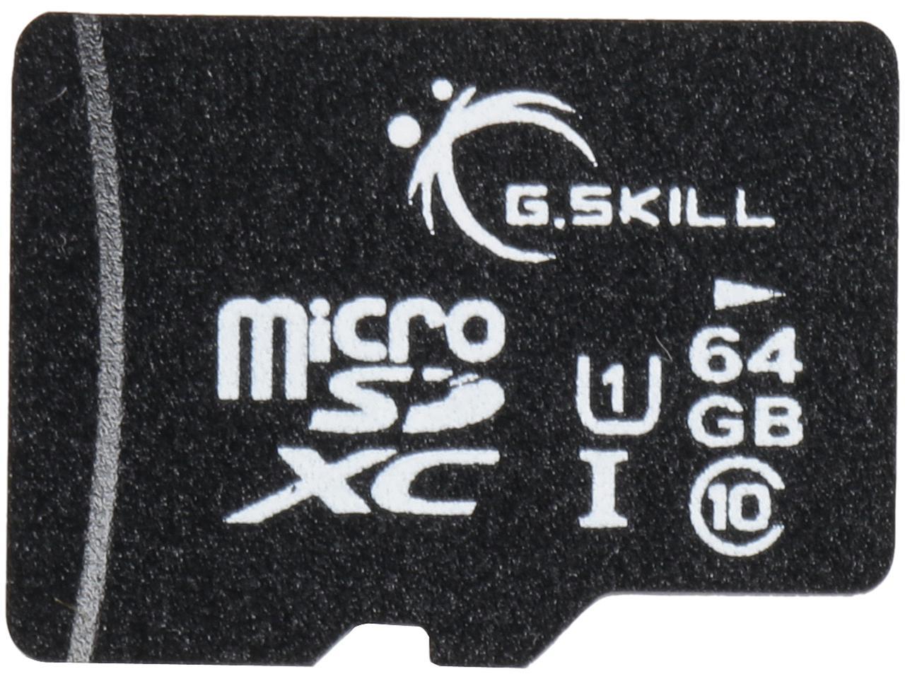 G.Skill 64GB microSDXC UHS-I/U1 Class 10 Memory Card with Adapter (FF-TSDXC64GA-U1)