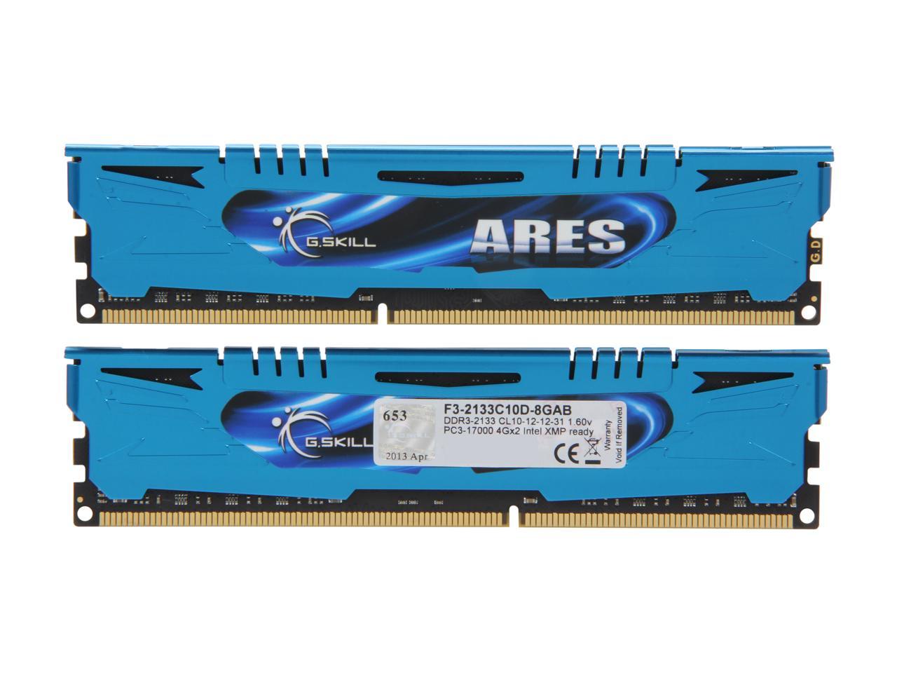 G.SKILL Ares Series 8GB (2 x 4GB) 240-Pin DDR3 SDRAM DDR3 2133 (PC3 17000) Desktop Memory Model F3-2133C10D-8GAB