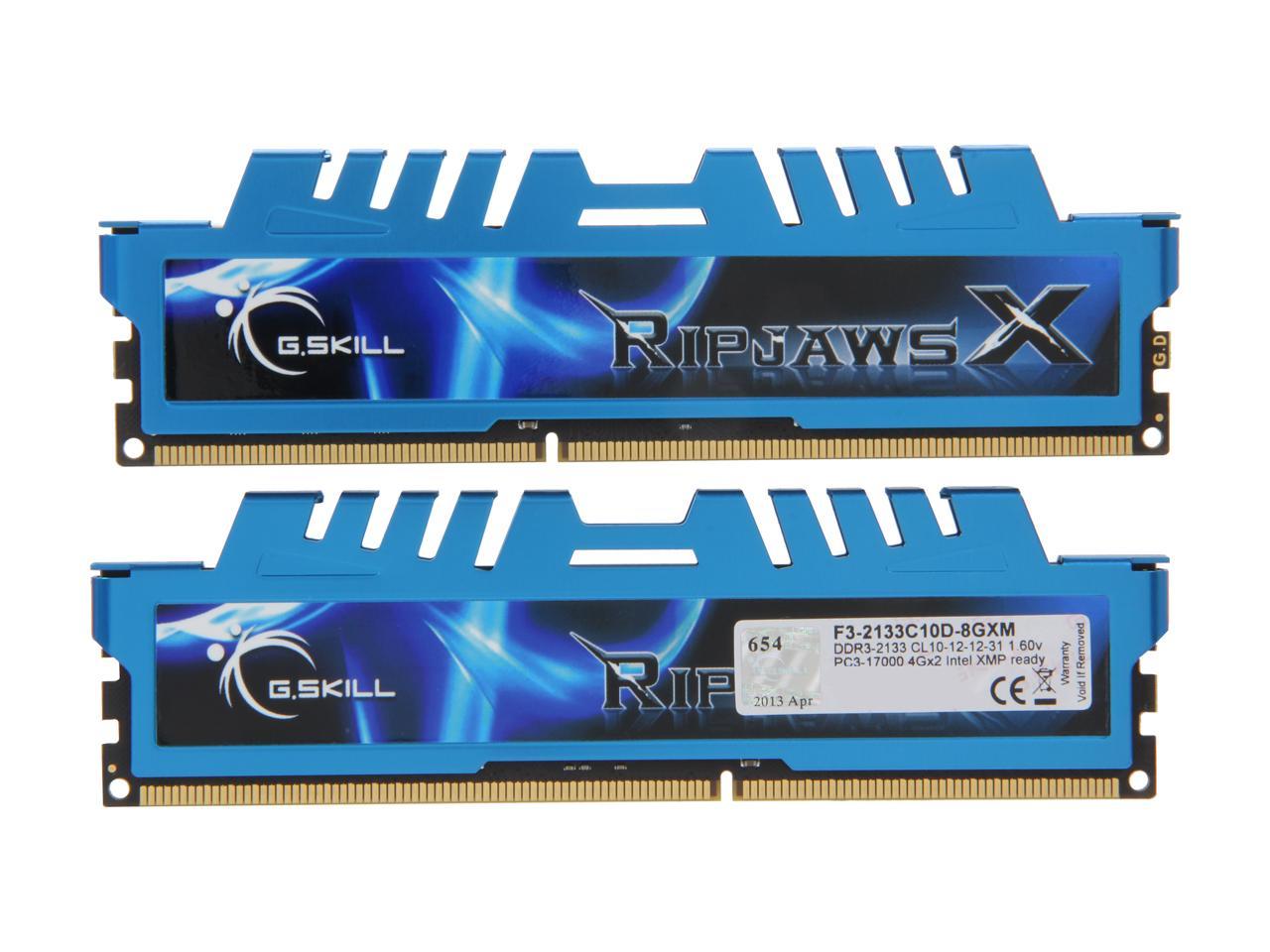 G.SKILL Ripjaws X Series 8GB (2 x 4GB) 240-Pin DDR3 SDRAM DDR3 2133 (PC3 17000) Desktop Memory Model F3-2133C10D-8GXM