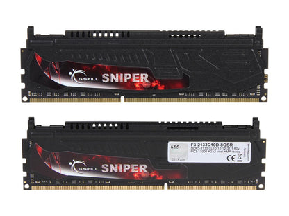 G.SKILL Sniper Series 8GB (2 x 4GB) 240-Pin DDR3 SDRAM DDR3 2133 (PC3 17000) Desktop Memory Model F3-2133C10D-8GSR
