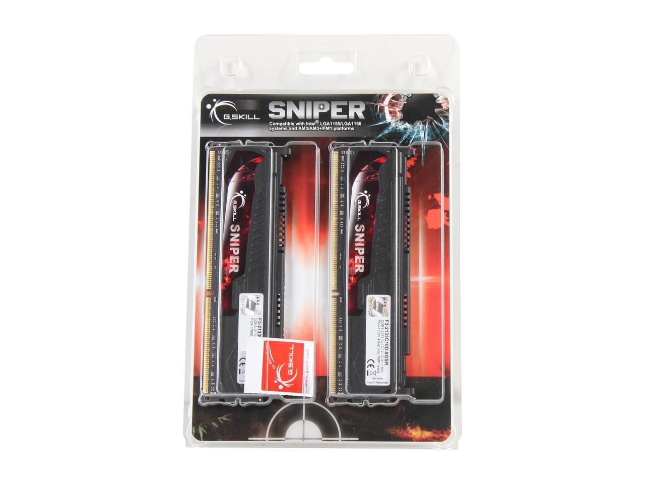 G.SKILL Sniper Series 8GB (2 x 4GB) 240-Pin DDR3 SDRAM DDR3 2133 (PC3 17000) Desktop Memory Model F3-2133C10D-8GSR