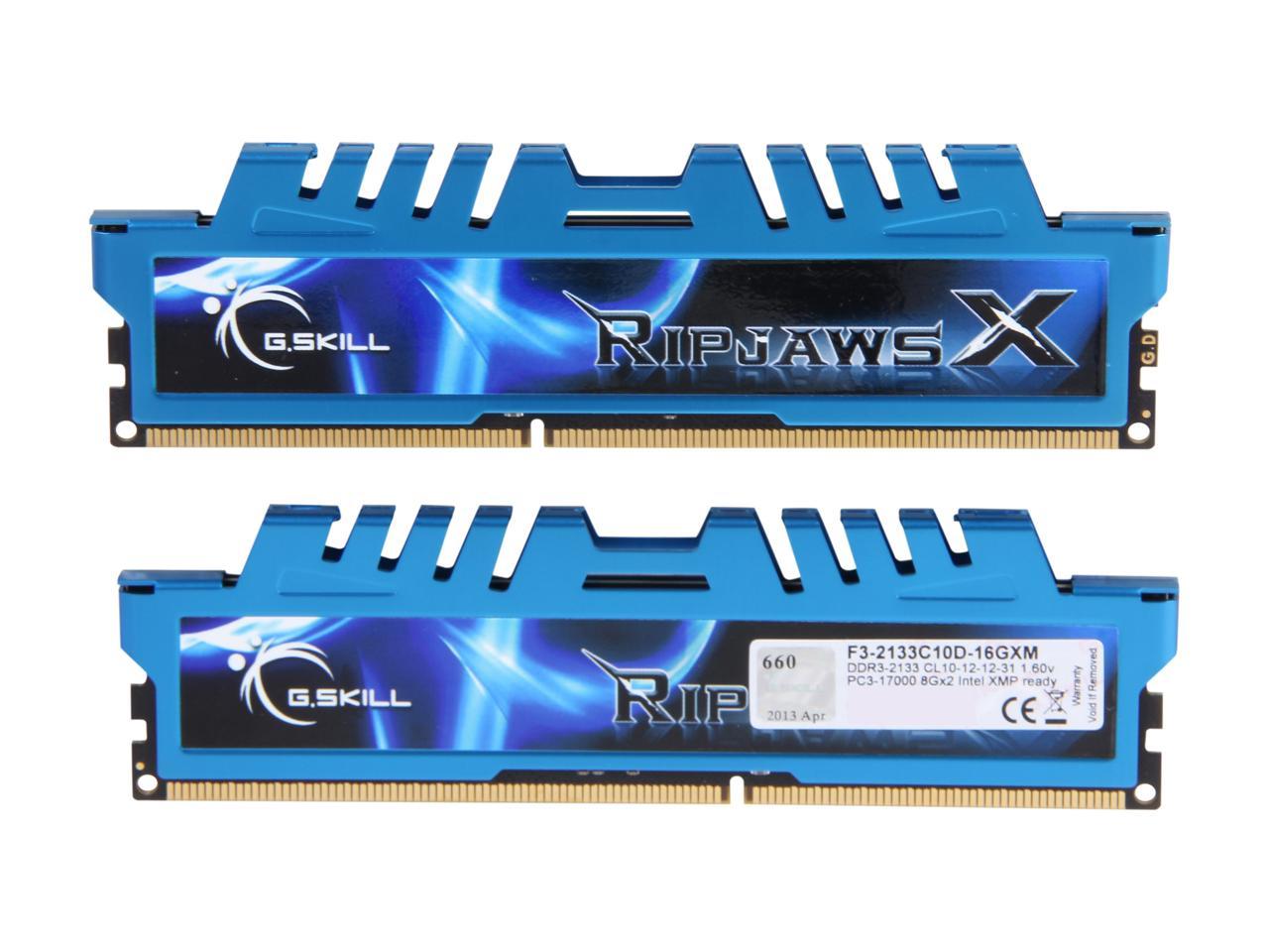 G.SKILL Ripjaws X Series 16GB (2 x 8GB) 240-Pin DDR3 SDRAM DDR3 2133 (PC3 17000) Desktop Memory Model F3-2133C10D-16GXM
