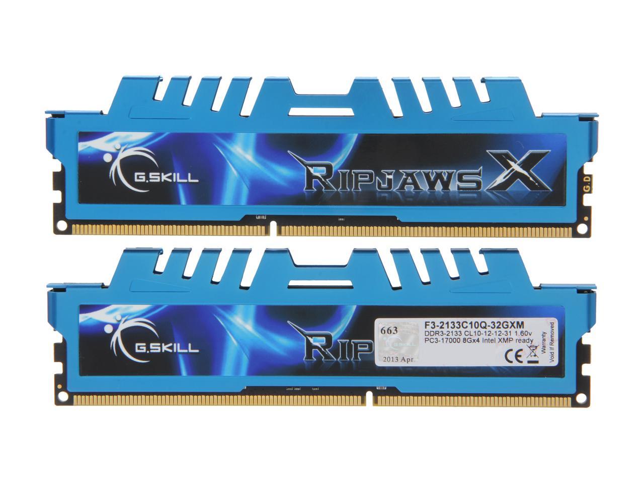 G.SKILL Ripjaws X Series 32GB (4 x 8GB) 240-Pin DDR3 SDRAM DDR3 2133 (PC3 17000) Desktop Memory Model F3-2133C10Q-32GXM