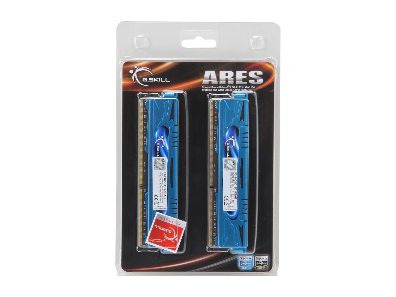 G.SKILL Ares Series 8GB (2 x 4GB) 240-Pin DDR3 SDRAM DDR3 2400 (PC3 19200) Desktop Memory Model F3-2400C11D-8GAB