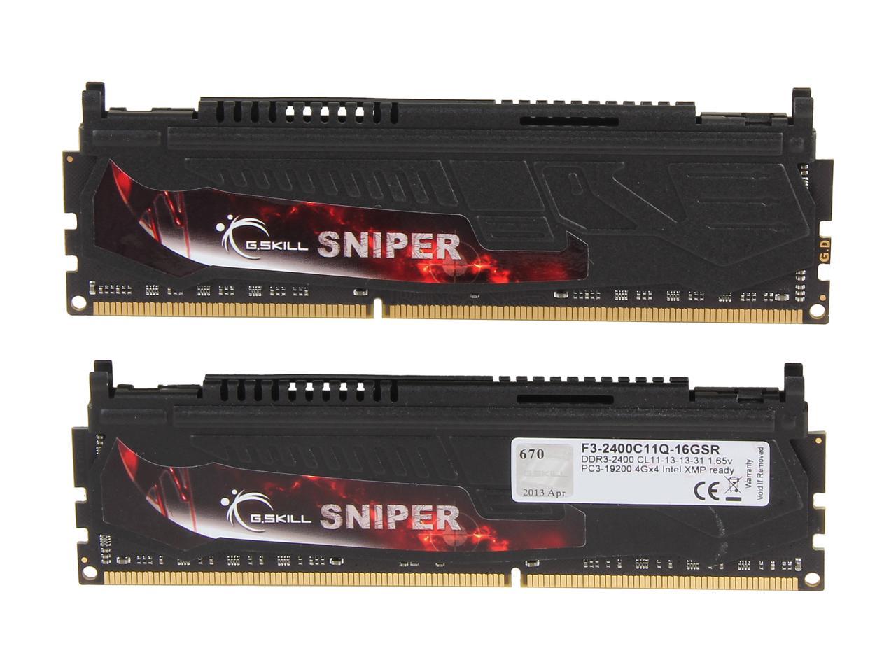 G.SKILL Sniper Series 16GB (4 x 4GB) 240-Pin DDR3 SDRAM DDR3 2400 (PC3 19200) Desktop Memory Model F3-2400C11Q-16GSR