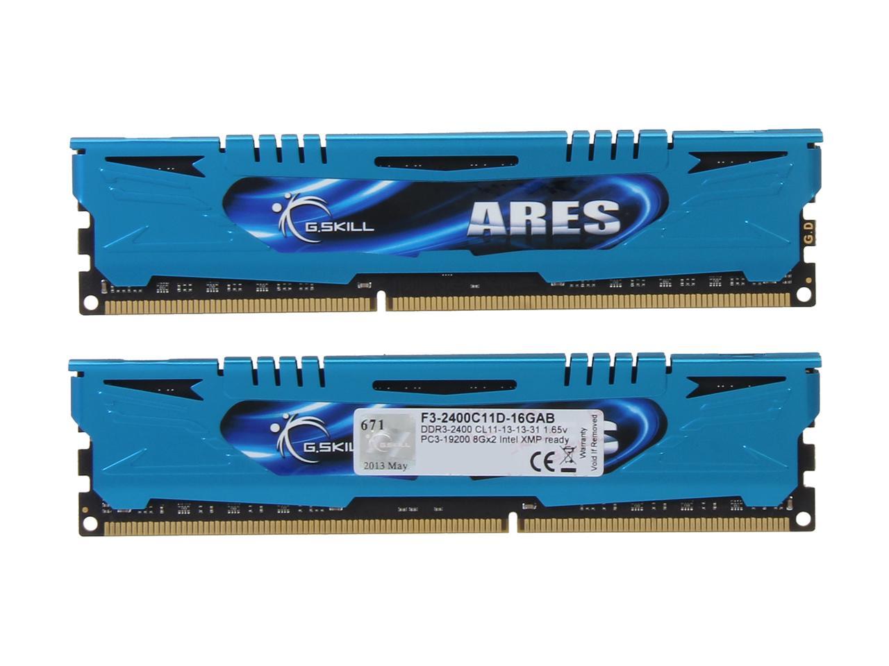 G.SKILL Ares Series 16GB (2 x 8GB) 240-Pin DDR3 SDRAM DDR3 2400 (PC3 19200) Desktop Memory Model F3-2400C11D-16GAB