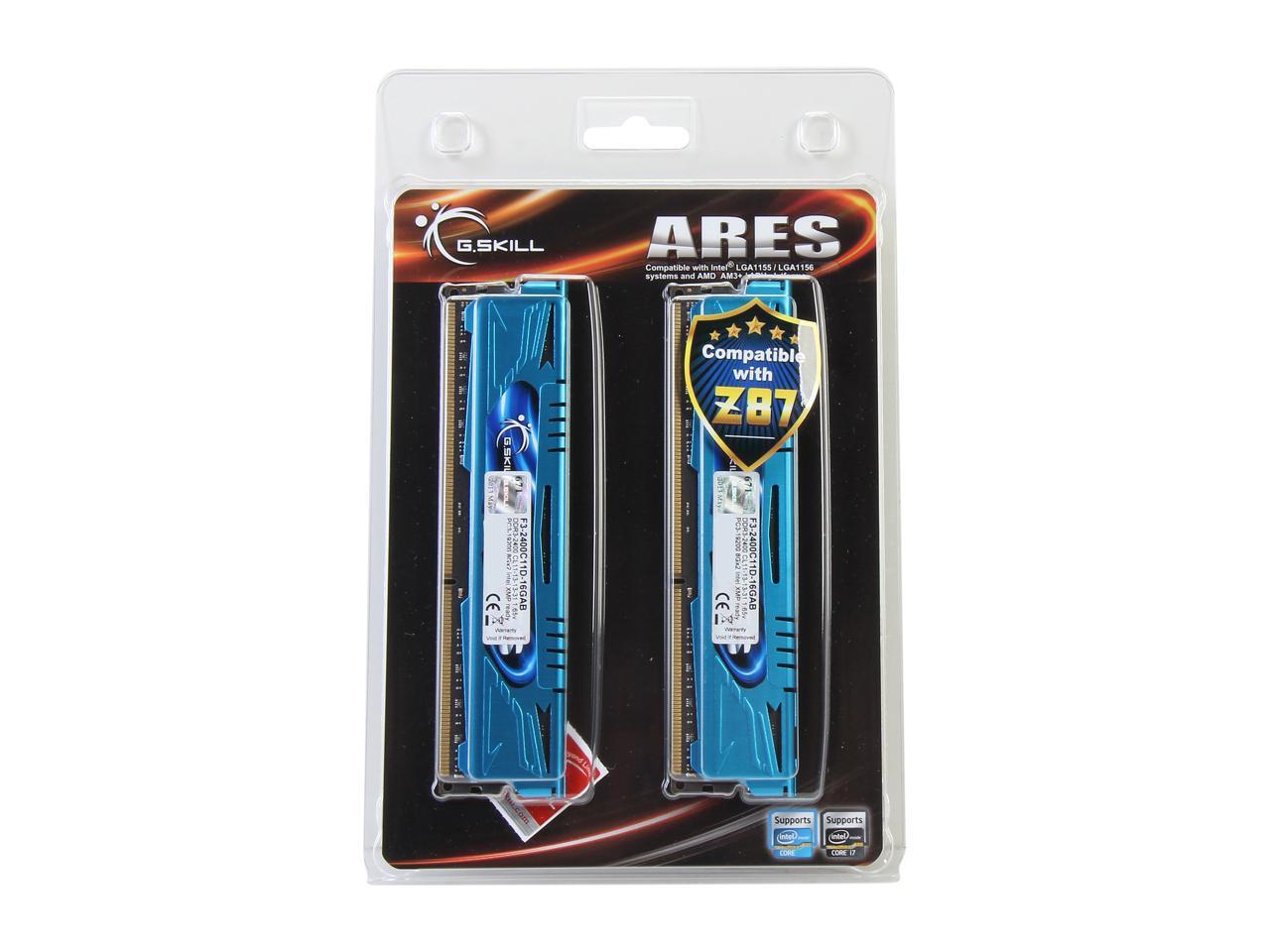 G.SKILL Ares Series 16GB (2 x 8GB) 240-Pin DDR3 SDRAM DDR3 2400 (PC3 19200) Desktop Memory Model F3-2400C11D-16GAB