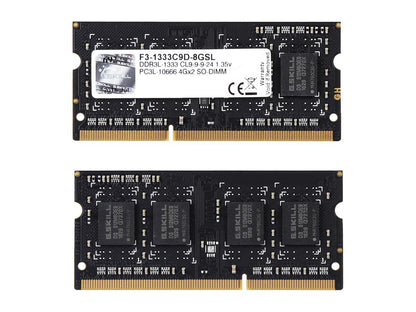 G.SKILL 8GB (2 x 4GB) 204-Pin DDR3 SO-DIMM DDR3L 1333 (PC3L 10666) Laptop Memory Model F3-1333C9D-8GSL