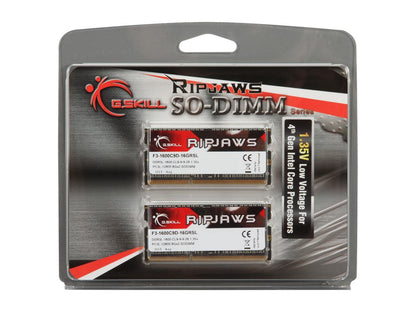 G.SKILL Ripjaws Series 16GB (2 x 8GB) 204-Pin DDR3 SO-DIMM DDR3L 1600 (PC3L 12800) Laptop Memory Model F3-1600C9D-16GRSL
