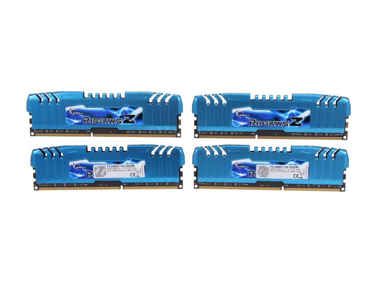 G.SKILL Ripjaws Z Series 32GB (4 x 8GB) 240-Pin DDR3 SDRAM DDR3 2400 (PC3 19200) Desktop Memory Model F3-2400C11Q-32GZM