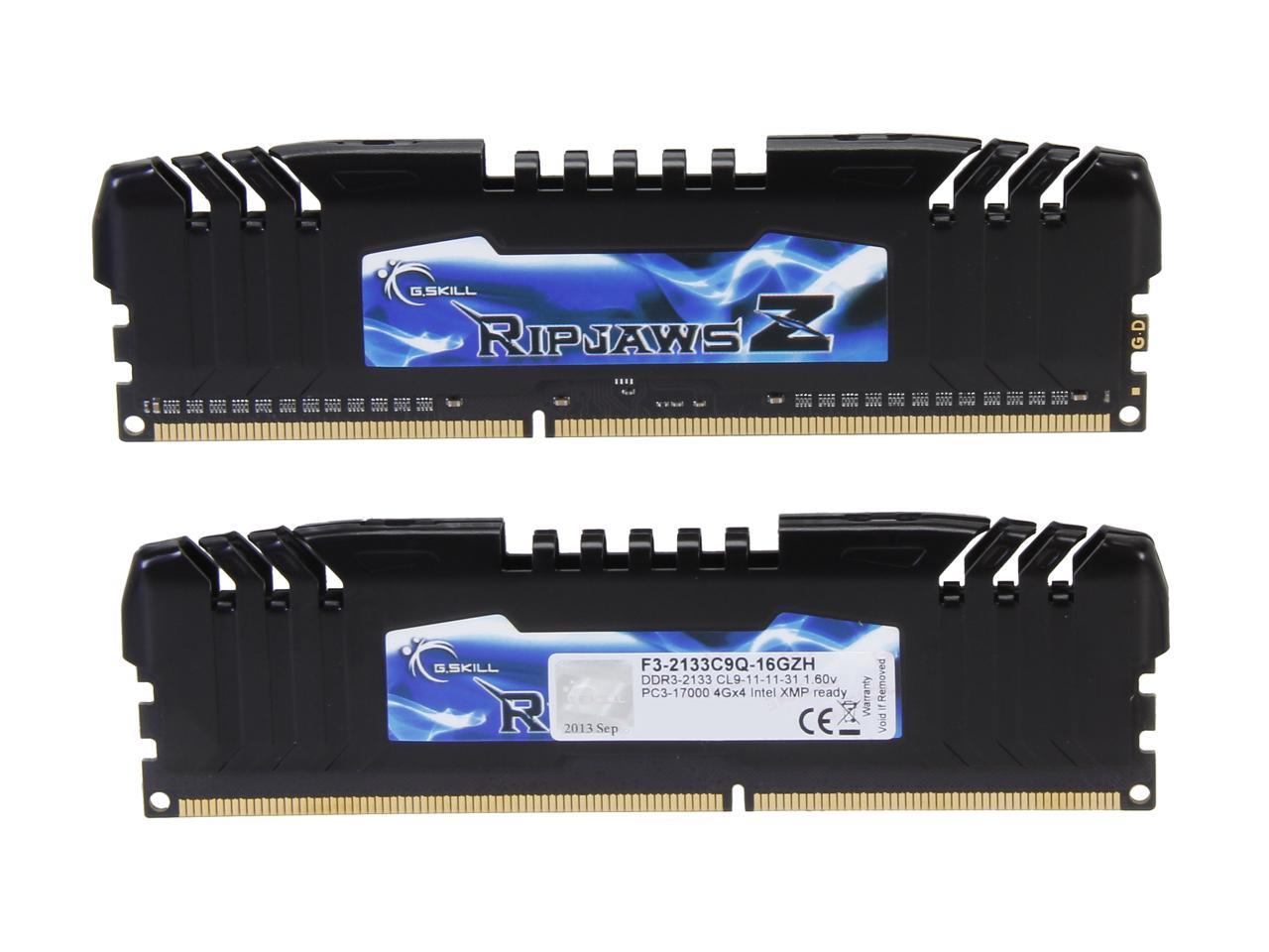 G.SKILL Ripjaws Z Series 16GB (4 x 4GB) 240-Pin DDR3 SDRAM DDR3 2133 (PC3 17000) Desktop Memory Model F3-2133C9Q-16GZH