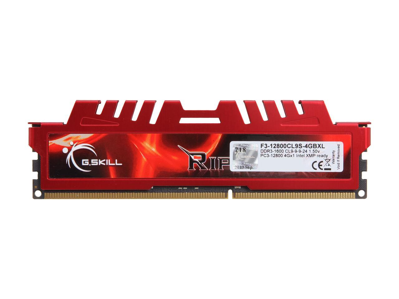 G.SKILL Ripjaws X Series 4GB 240-Pin DDR3 SDRAM DDR3 1600 (PC3 12800) Desktop Memory Model F3-12800CL9S-4GBXL