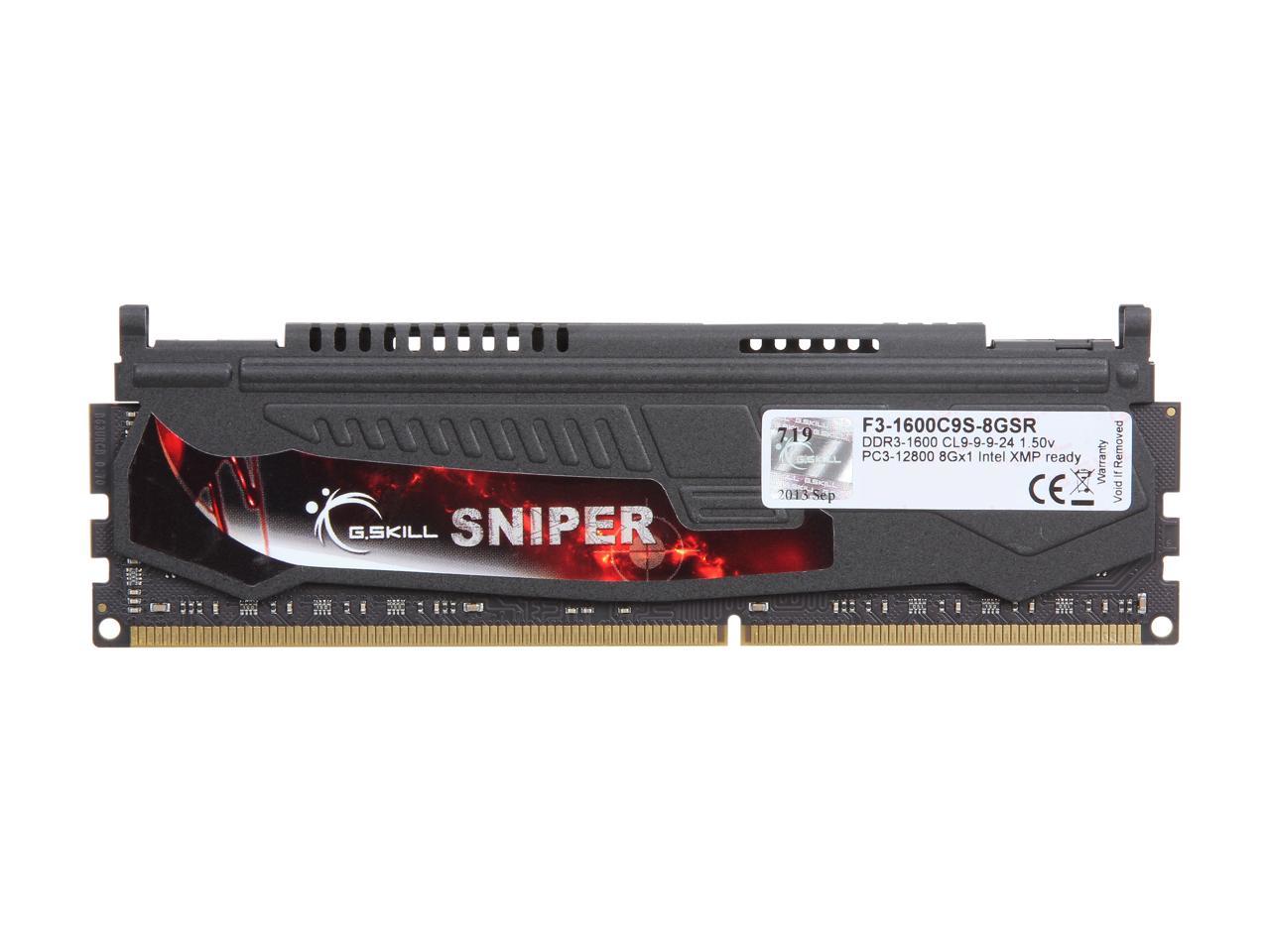G.SKILL Sniper Series 8GB 240-Pin DDR3 SDRAM DDR3 1600 (PC3 12800) Desktop Memory Model F3-1600C9S-8GSR