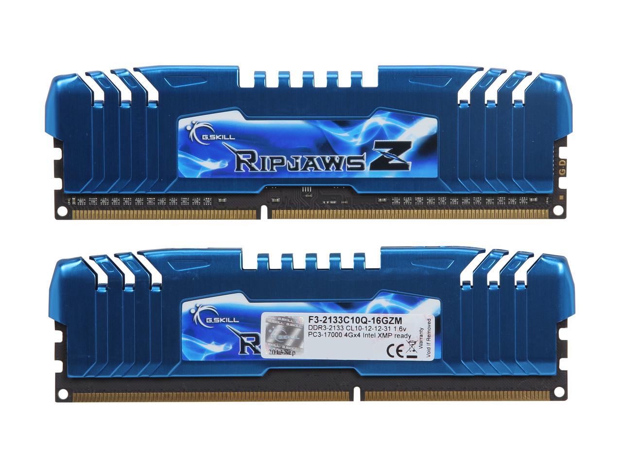 G.SKILL Ripjaws Z Series 16GB (4 x 4GB) 240-Pin DDR3 SDRAM DDR3 2133 (PC3 17000) Desktop Memory Model F3-2133C10Q-16GZM