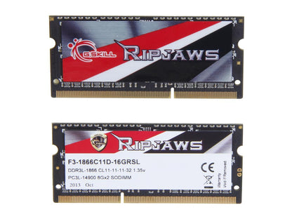 G.SKILL Ripjaws Series 16GB (2 x 8GB) 204-Pin DDR3 SO-DIMM DDR3L 1866 (PC3L 14900) Laptop Memory Model F3-1866C11D-16GRSL