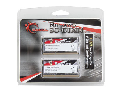 G.SKILL Ripjaws Series 16GB (2 x 8GB) 204-Pin DDR3 SO-DIMM DDR3L 1866 (PC3L 14900) Laptop Memory Model F3-1866C11D-16GRSL