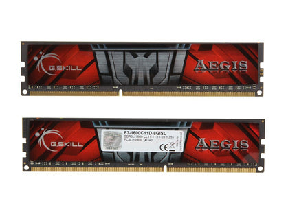 G.SKILL AEGIS 8GB (2 x 4GB) 240-Pin DDR3 SDRAM DDR3L 1600 (PC3L 12800) Desktop Memory Model F3-1600C11D-8GISL