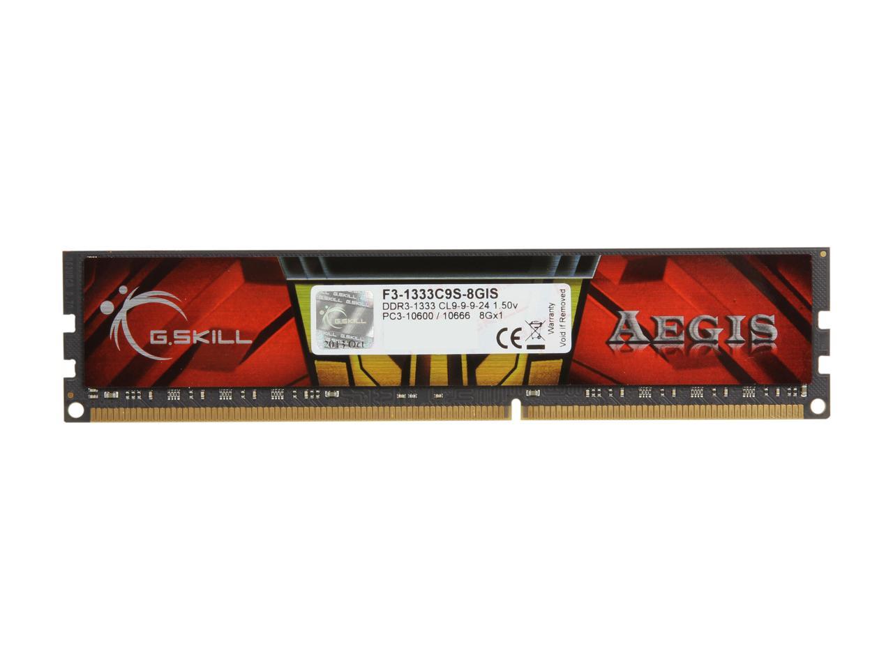 G.SKILL AEGIS 8GB 240-Pin DDR3 SDRAM DDR3 1333 (PC3 10600) Desktop Memory Model F3-1333C9S-8GIS