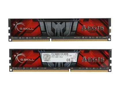G.SKILL AEGIS 8GB (2 x 4GB) 240-Pin DDR3 SDRAM DDR3 1600 (PC3 12800) Desktop Memory Model F3-1600C11D-8GIS