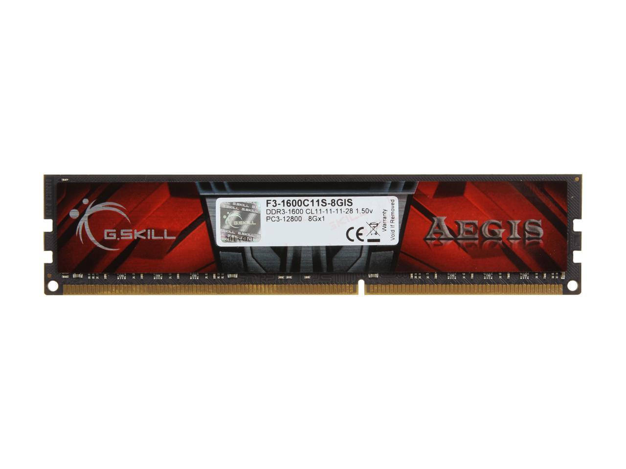 G.SKILL AEGIS 8GB 240-Pin DDR3 SDRAM DDR3 1600 (PC3 12800) Desktop Memory Model F3-1600C11S-8GIS