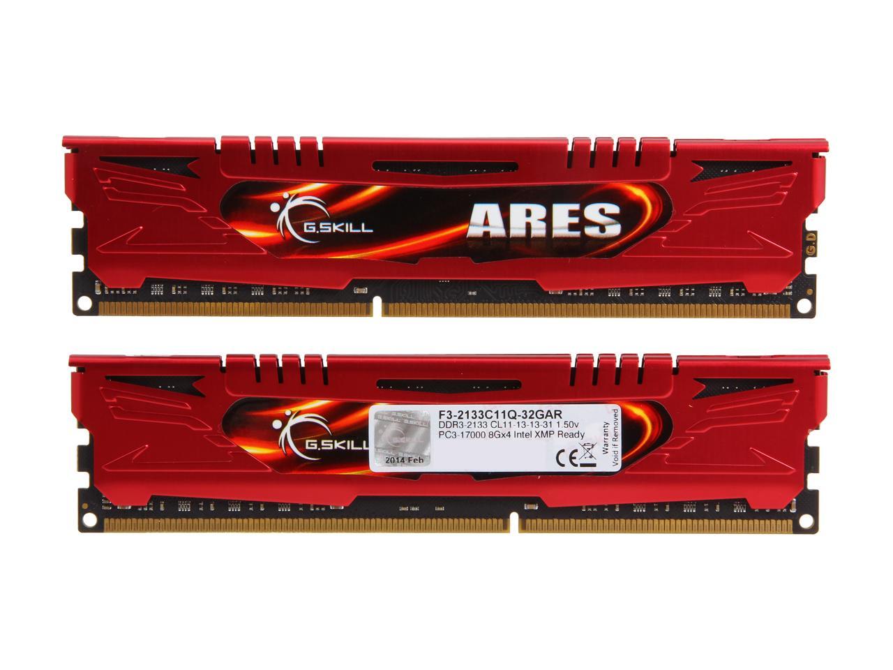 G.SKILL Ares Series 32GB (4 x 8GB) 240-Pin DDR3 SDRAM DDR3 2133 (PC3 17000) Desktop Memory Model F3-2133C11Q-32GAR