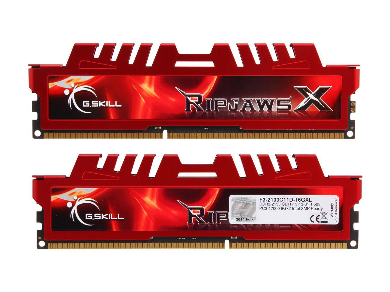 G.SKILL Ripjaws X Series 16GB (2 x 8GB) 240-Pin DDR3 SDRAM DDR3 2133 (PC3 17000) Desktop Memory Model F3-2133C11D-16GXL